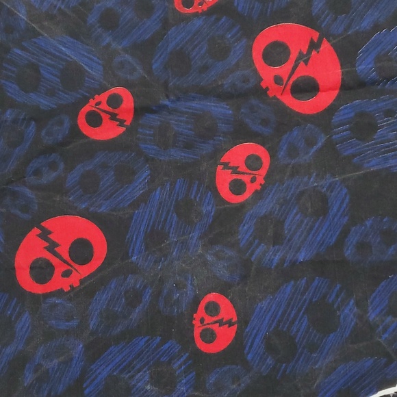 VTG Hot Topic Skelanimals Kit The Cat Square Bandana Scarf Accessory Sz 20"x 20" - Picture 6 of 16